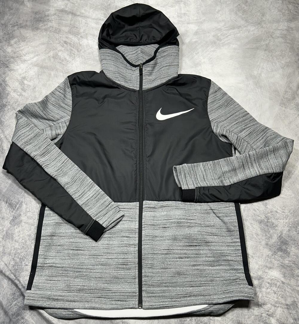 Nike Dri-FIT Jacket Mens Medium Gray Black Hooded Full Zip Basketball AQ4185-010